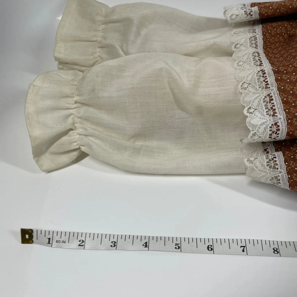 Vintage Handmade Rag Doll Brown Yarn Hair Floral Dress Lace Bloomers 29